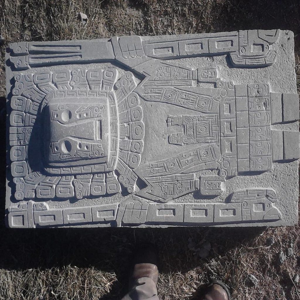 Ancient stone monuments at Tiwanaku, one of the earliest artistic and cultural centers in Bolivia.